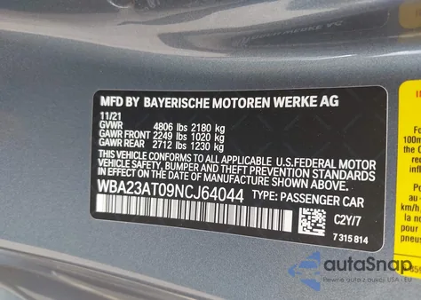 2022 BMW 430I from USA, damaged, VIN WBA23AT09NCJ64044